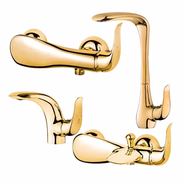 ست کامل شیرآلات کاویان مدل کارن طلایی