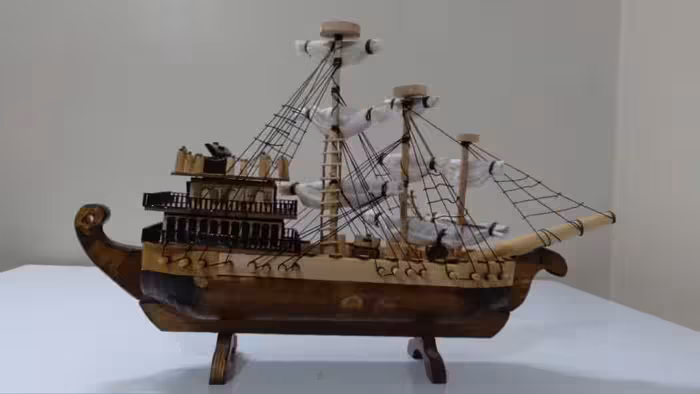 ماکت چوبی برجسته طرح کشتی با سیستم نورپردازی کد 102478