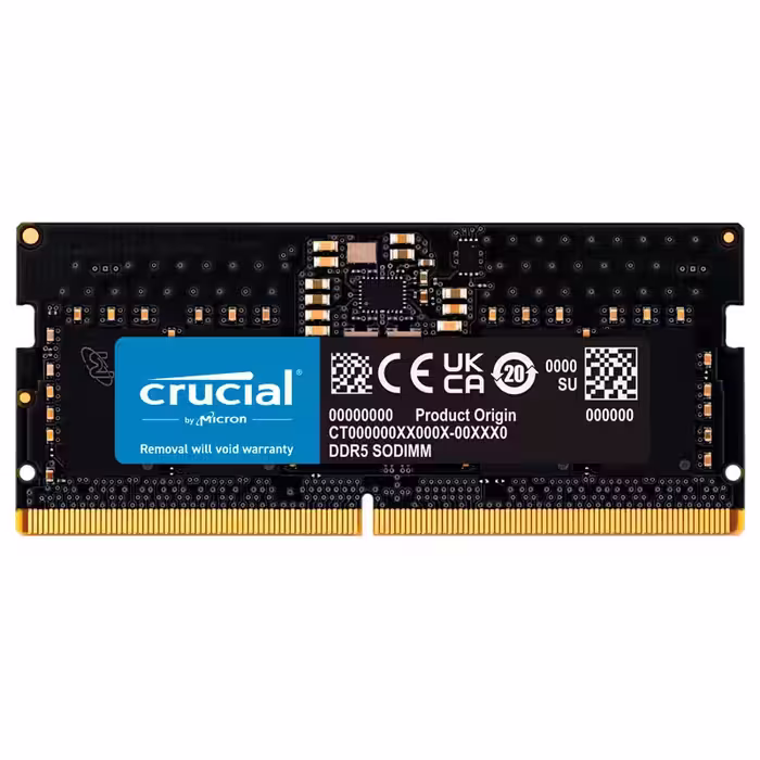 رم لپ تاپ DDR5 تک کاناله 4800 مگاهرتز CL40 کروشیال با پارت نامبر CT8G48C40S5 ظرفیت 8 گیگابایت