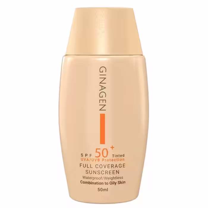 کرم ضدآفتاب SPF50 پوست چرب و مختلط کد 02 ژیناژن 50 میلی‌لیتر Ginagen