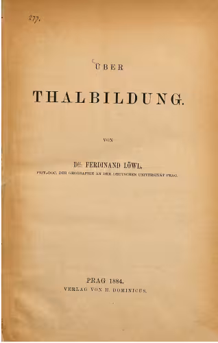خرید و دانلود نسخه کامل کتاب Über Thalbildung [Talbildung]