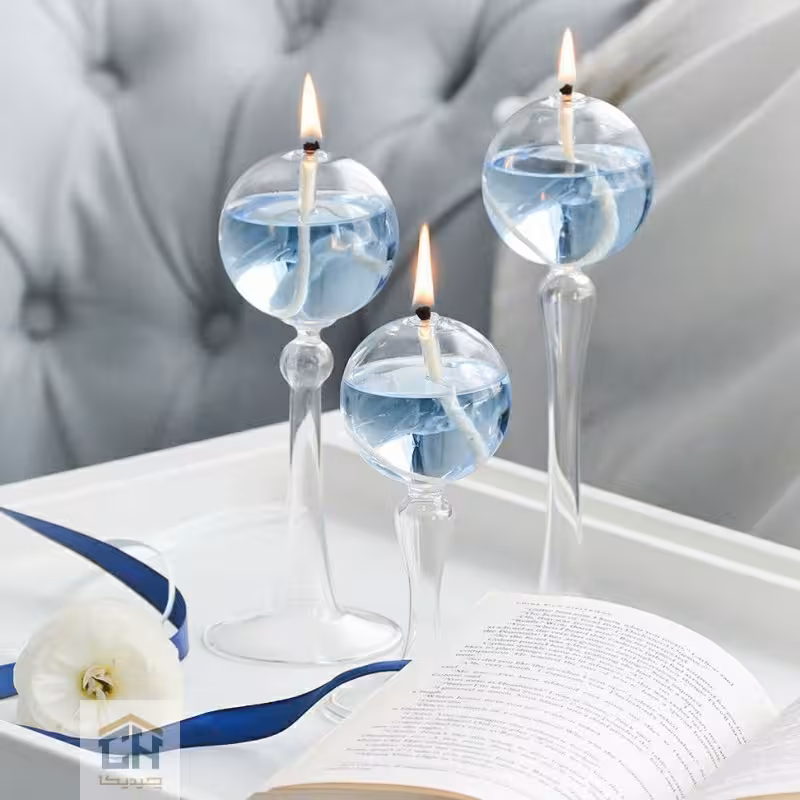 ست جا شمعی پیرکس حبابی پایه دار کد 4415