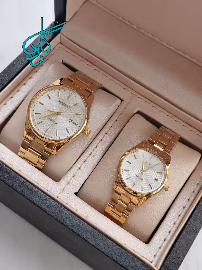 خرید ست ساعت زنانه و مردانه سیکو تقویم دار قفل ضامن دار کیفیت عالی کد 2117468 - ردگل