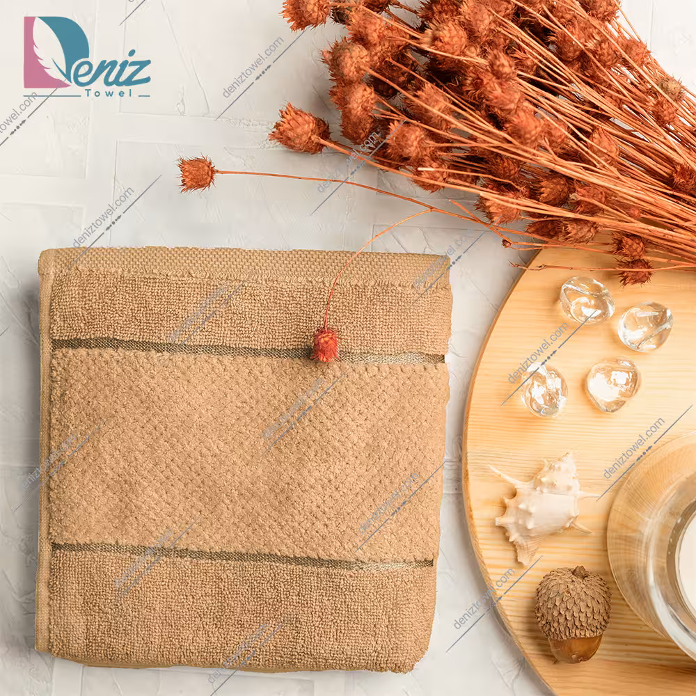 حوله دستی طرح ماکرو رنگ نسکافه ای