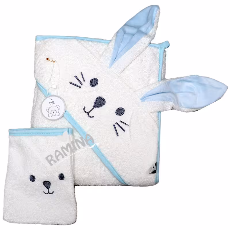 ست دو تکه حوله کلاه دار و لیف طرح خرگوش مادرکر Mothercare