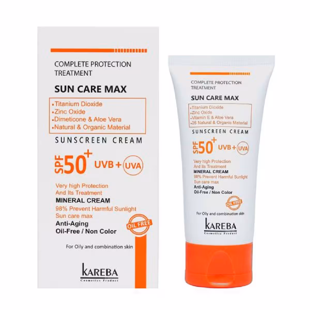 کرم ضد آفتاب کاربا مناسب پوست چرب و مختلط بدون رنگ SPF50
