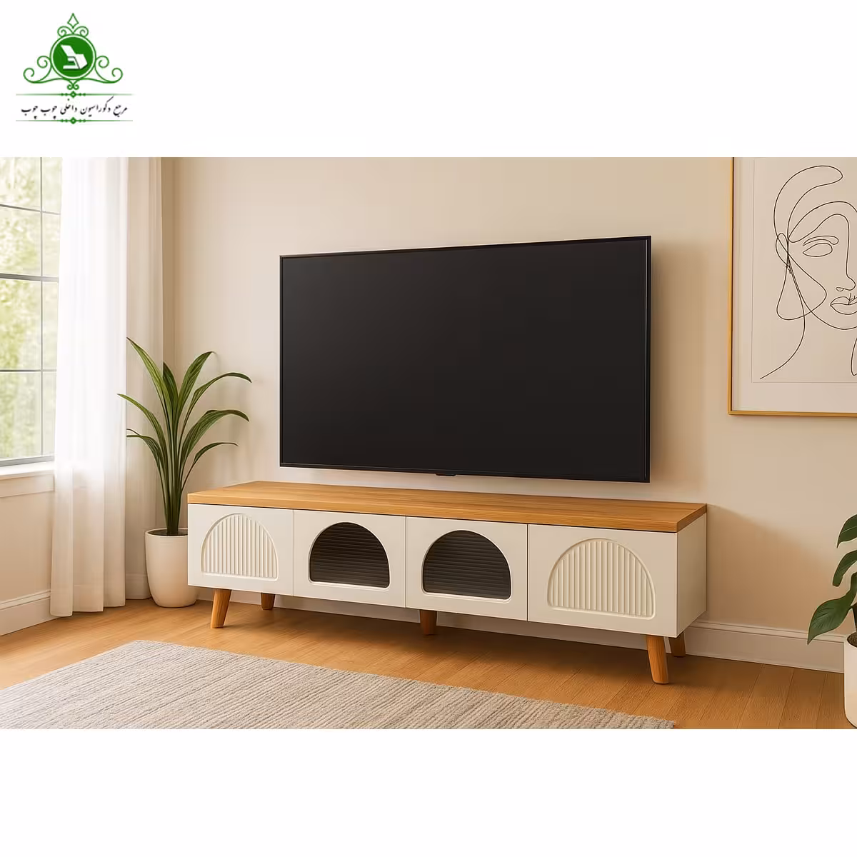 میز تلویزیون MDF روکش وکیوم مدل گنبدی