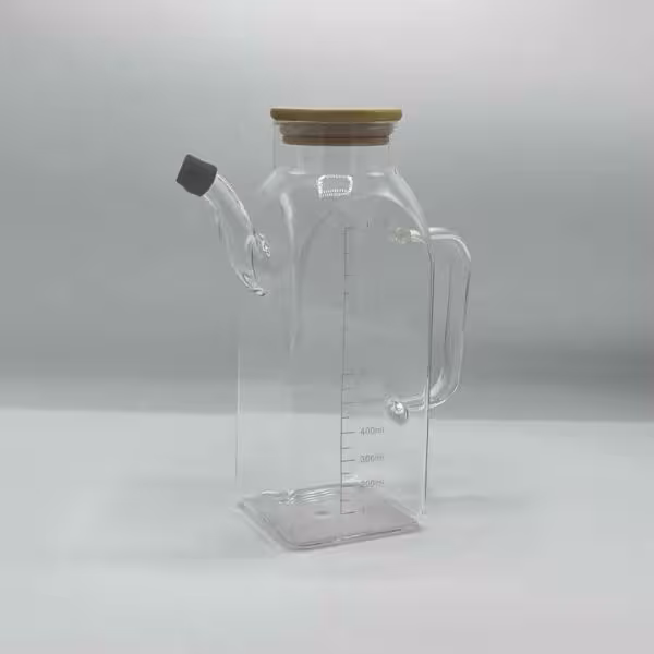 ظرف روغن پیرکس مربع درب بامبو 1 لیتر 332908