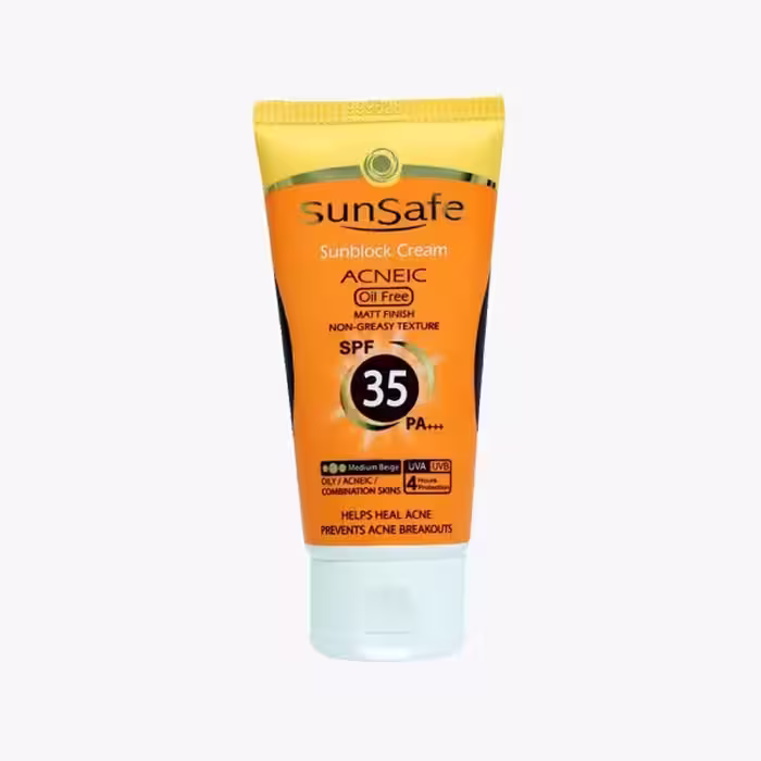 کرم ضد آفتاب SPF 35 فاقد چربی سان سیف بژ مدیوم