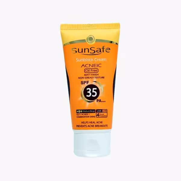 کرم ضد آفتاب SPF 35 فاقد چربی سان سیف بژ مدیوم