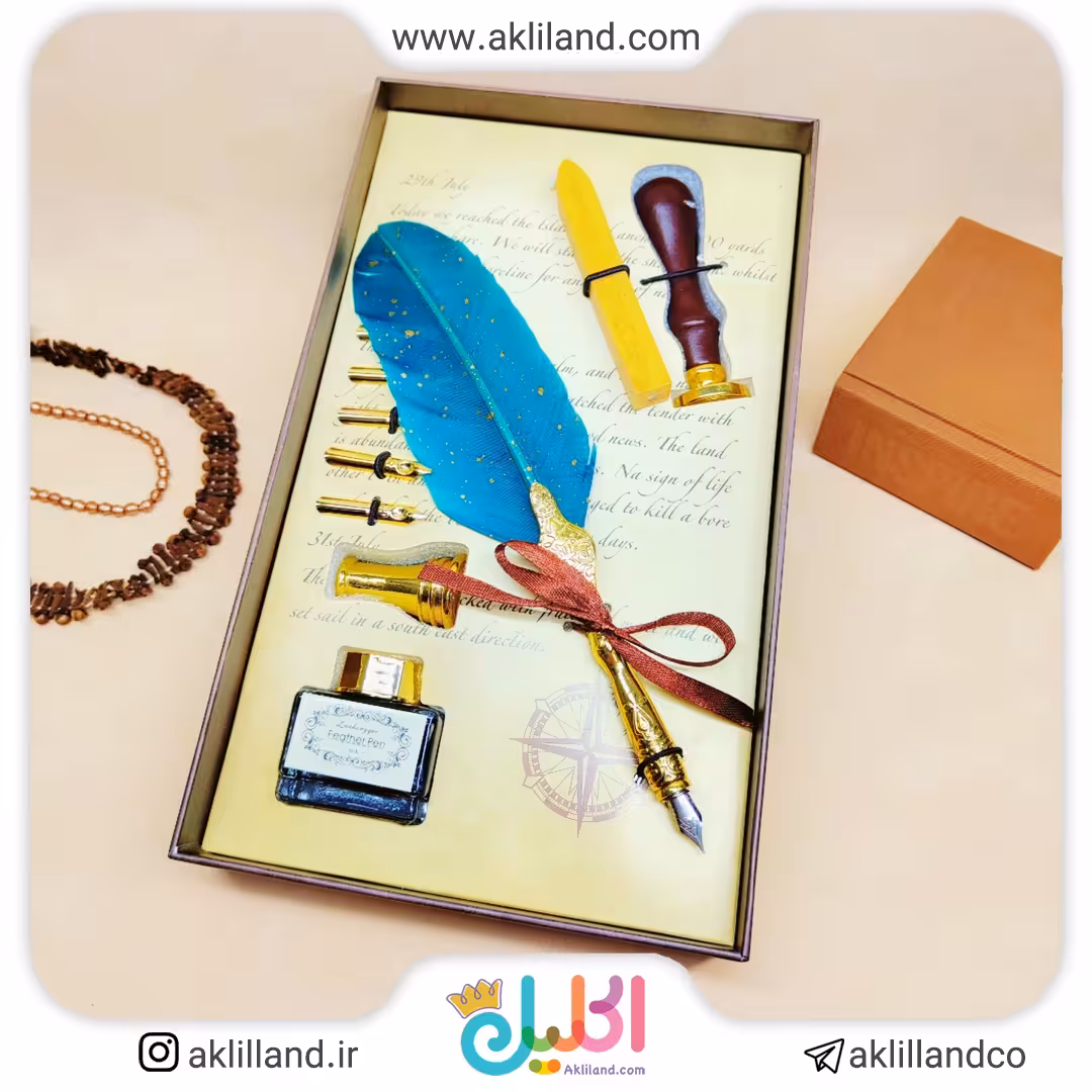 ست خودنویس و مهر پر رنگی