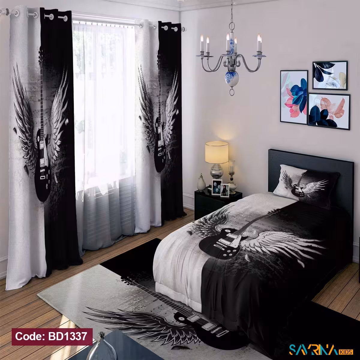 ست اتاق خواب پسرانه طرح گیتار کد BD1337