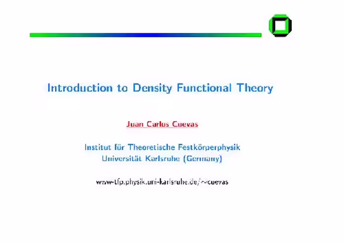 خرید و دانلود نسخه کامل کتاب Introduction to density functional theory (slides)