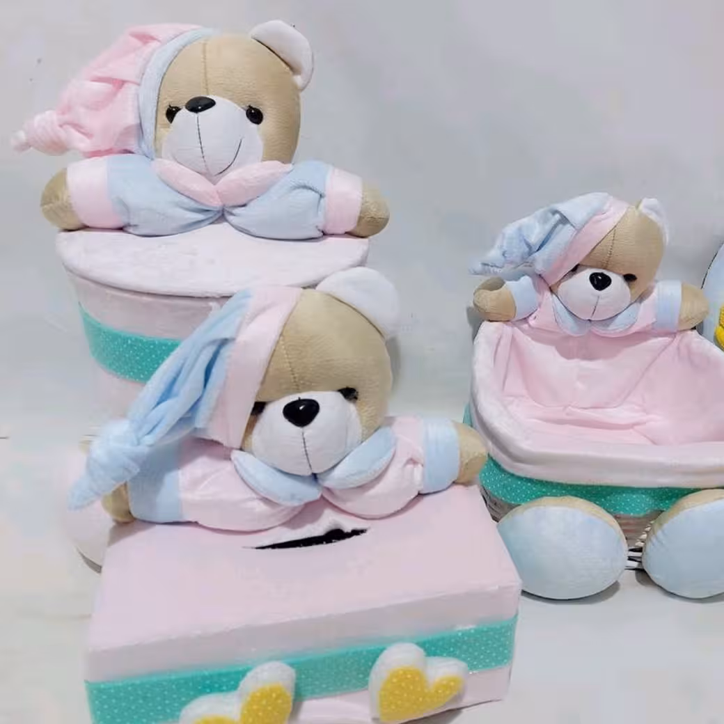 سطل زباله و جا دستمال و سبد لوسیون سایز  بزرگ  خرس نانان