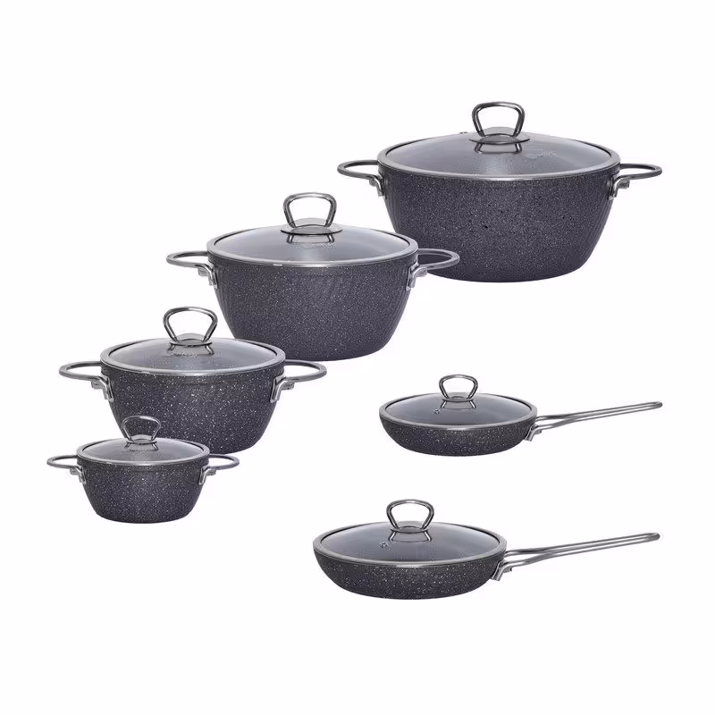 سرویس پخت و پز 12 پارچه ام جی اس مدل دسته استیل کد 800307