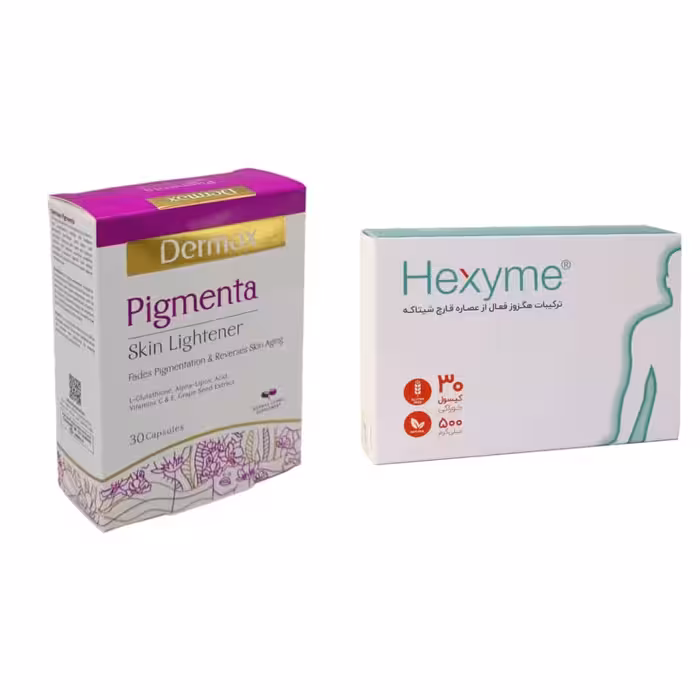 پک کپسول هگزایم 500 میلی گرم اشبال شیمی 30 عدد و کپسول پیگمنتا درمکس 30 عدد