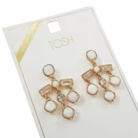گوشواره آبکاری طلا آویز سنگ صدف برند TOSH کد 29083