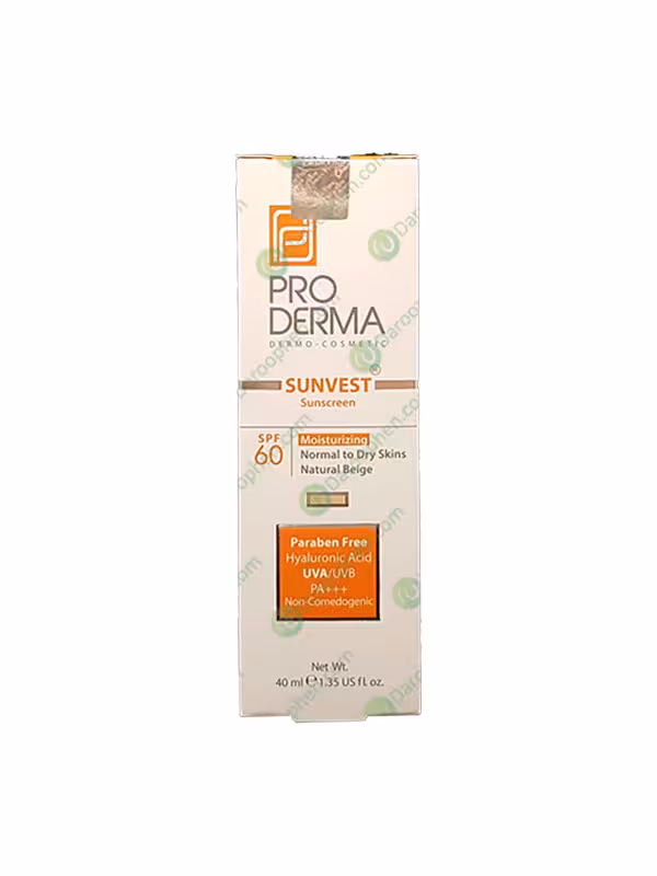 کرم ضد آفتاب مینرال رنگی پرودرما ⁺SPF60 مناسب پوست های حساس ( بژ طبیعی ) – ProDerma Sunvest Sunblock SPF60⁺ Foundation Effect Sensitive Skin