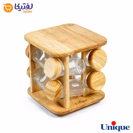ست جا ادویه ای UN-6109 یونیک گردان چوبی 8 عددی