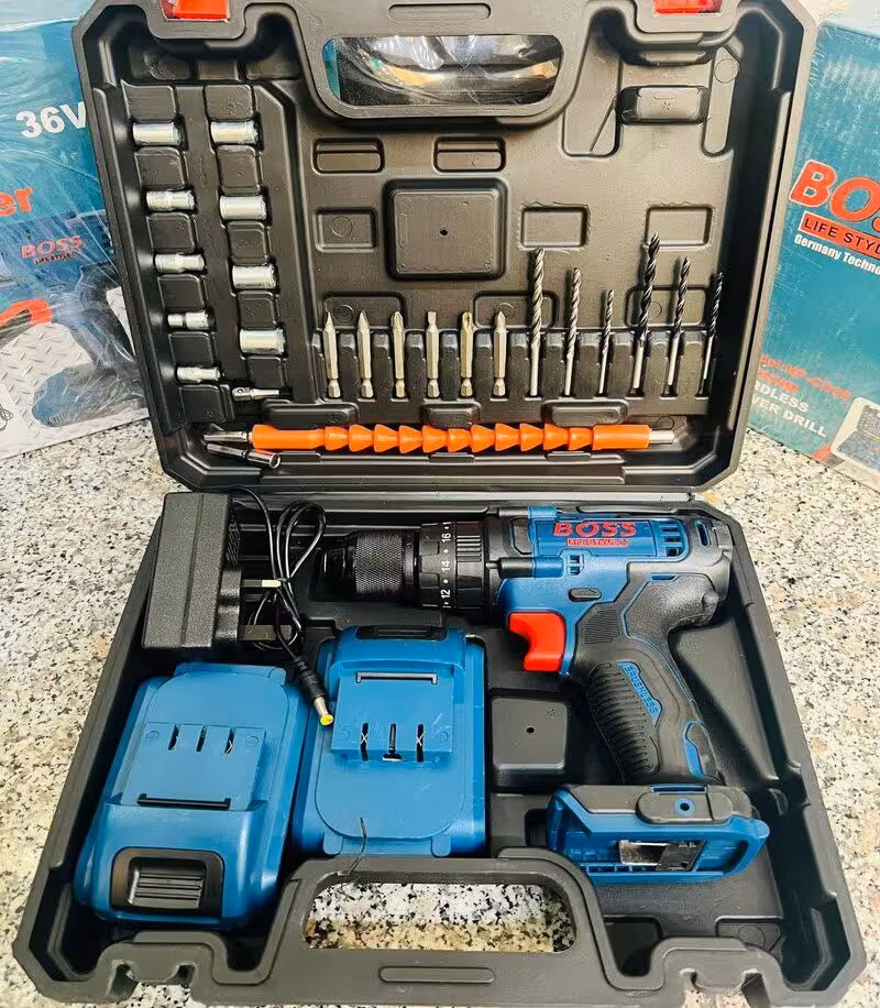 دریل شارژی 36 ولتی چکشی باس BOSS با سه نظام فلزی مدل 36VF