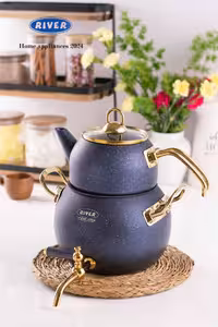 کتری قوری شیردار 2/8 لیتر گرانیتی ریور RIVER سرمه ای کد 5866