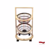 سبد سیب زمینی پیاز 2 طبقه گرد چوبی