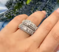 حلقه و پشت حلقه ای جواهری نقره زنانه کد 10622
