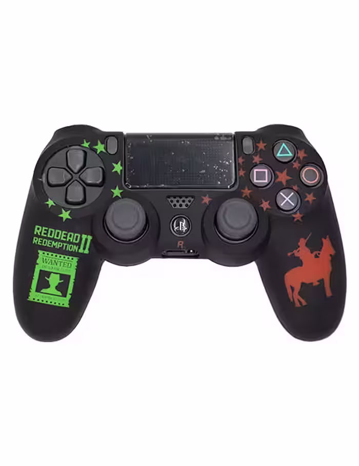 روکش محافظ دسته PS4 لیزری مشکی سبز قرمز طرح رد دد ریدمپشن 2