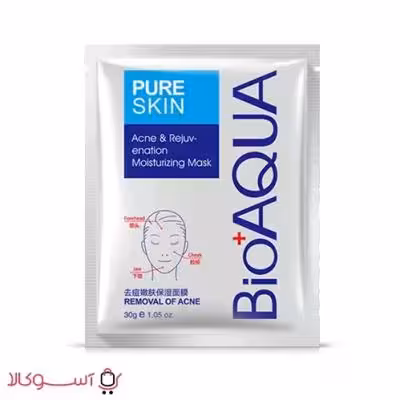 ماسک ورقه ای صورت ضد جوش و آکنه بیوآکوا مدل pure skin حجم 30 میل