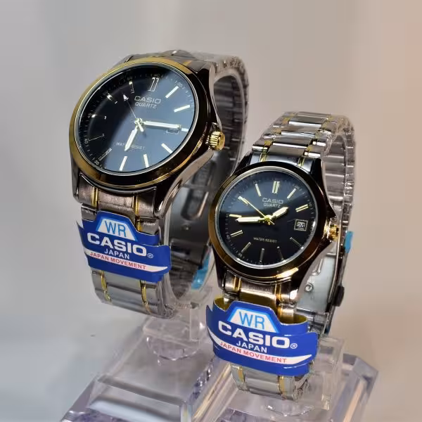 CASIO WATCH MTP1199 ست زنانه مردانه کاسیو با موتور قدرتمند میوتا ژاپن ** درب استیل ** دارای تاریخ روز شمار