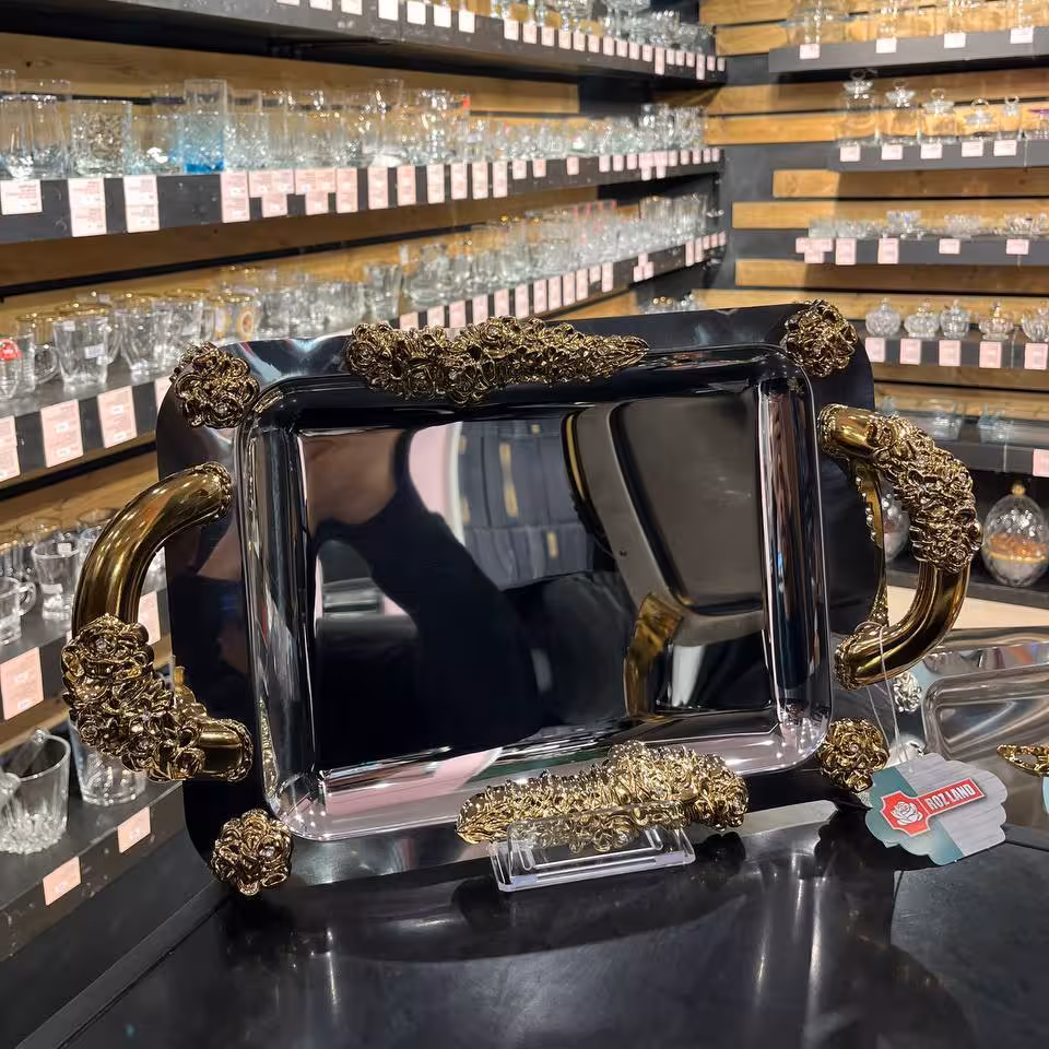 سینی مستطیل کوچک آمیتیس دسته طلایی کد 2011