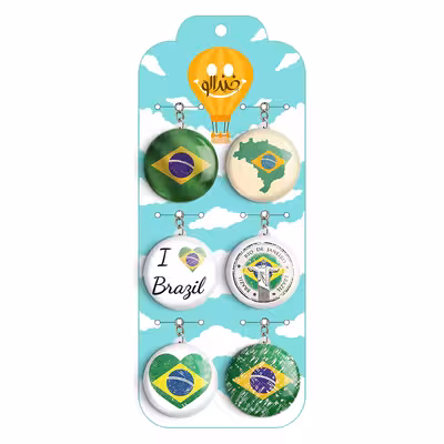 جاکلیدی خندالو مدل پرچم برزیل کد 1225A مجموعه 6 عددی