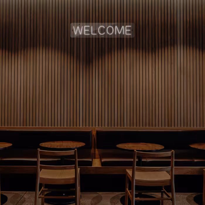 چراغ دیواری نئون دیزاین طرح Welcome_WHT