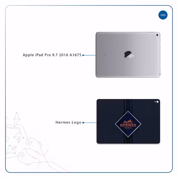 برچسب پوششی ماهوت مدل Hermes-Logo مناسب برای تبلت اپل iPad Pro 9.7 2016 A1675