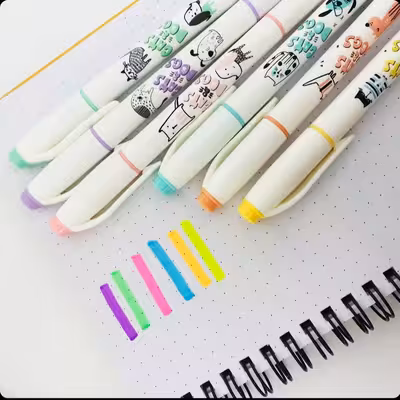 ماژیک علامت گذار مدل گربه سگ بسته 6 عددی