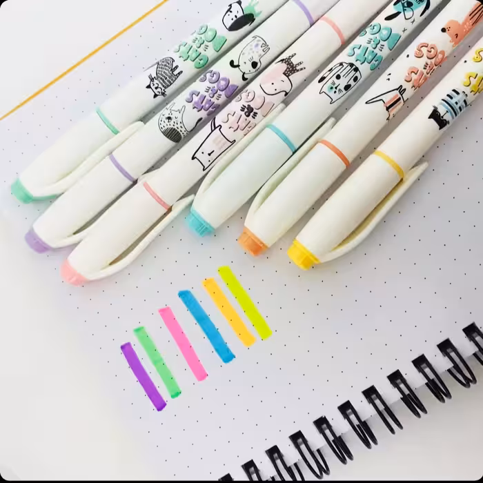 ماژیک علامت گذار مدل گربه سگ بسته 6 عددی