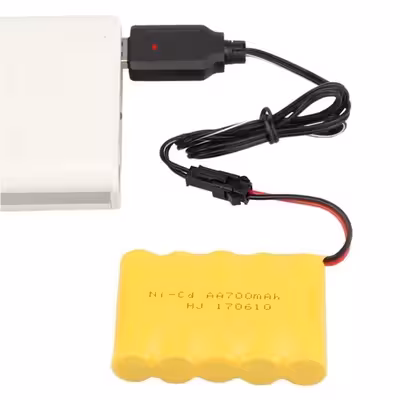 شارژر باتری ماشین کنترلی آرسی تویز مدل RCT_6v_USB_250mA_SM به همراه سوکت SM دو پین