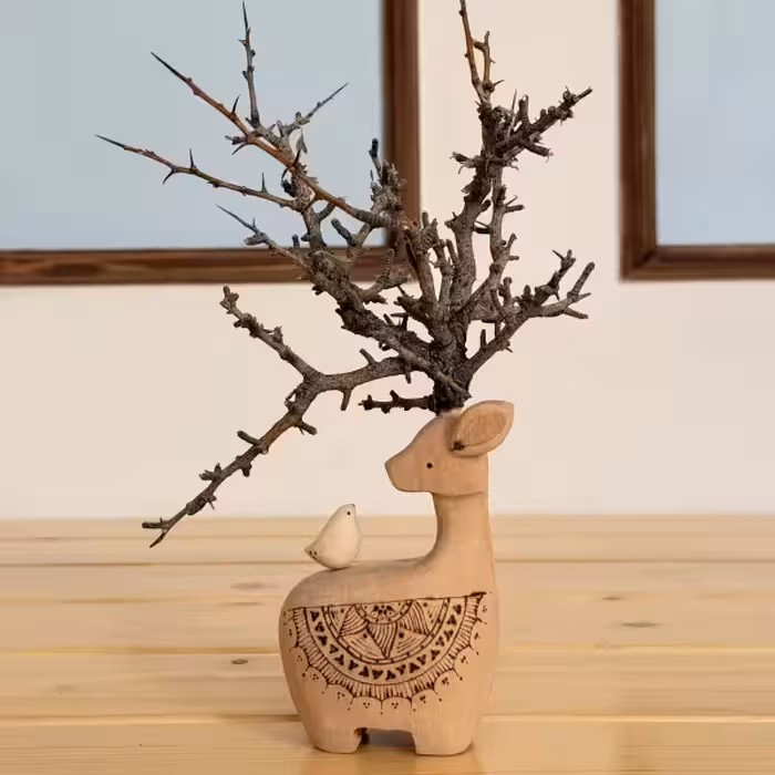 گوزن با شاخ طبیعی تک پرنده طرح چهار