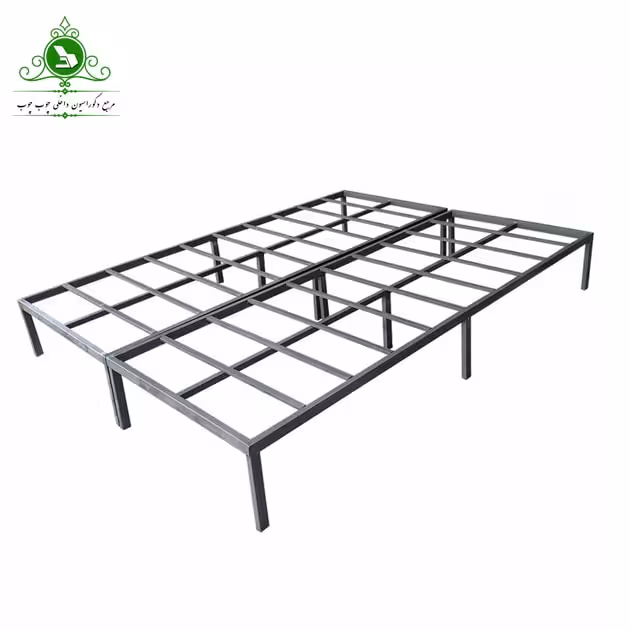 کفی تخت فلزی پایه دار دو نفره دو تکه 180