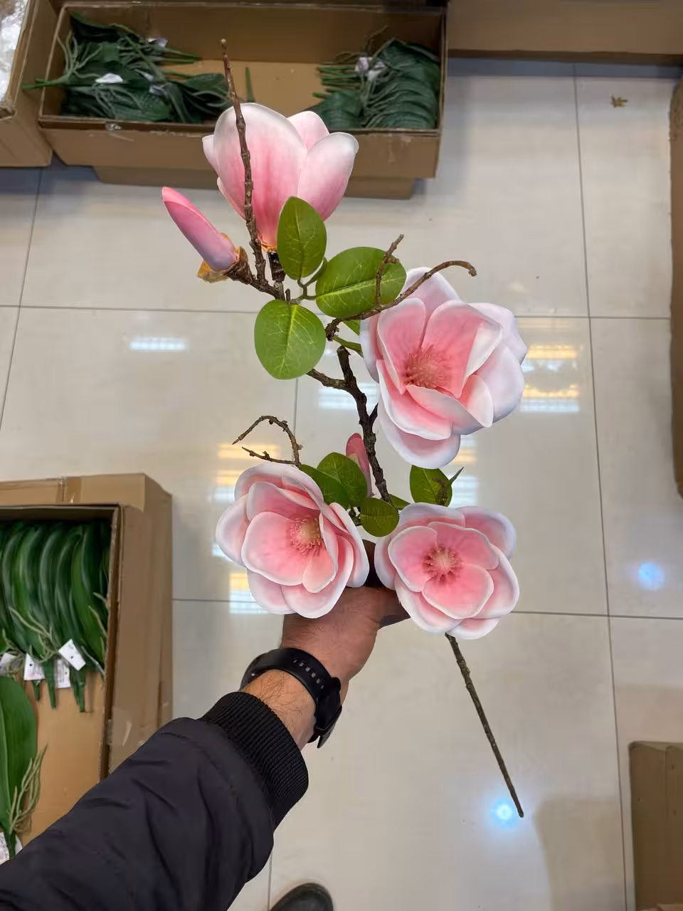 گل مصنوعی مگنولیا صورتی وارداتی