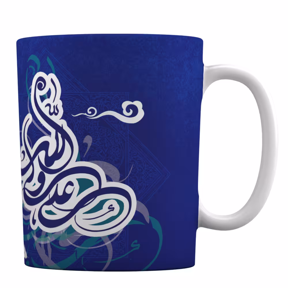 ماگ سرامیکی افرا توس طرح شعر شهریار «به علی شناختم من به خدا قسم خدا را»