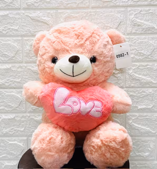 عروسک خرس قلبی صورتی