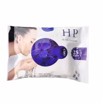 دستمال مرطوب آرایش پاک کن HILTON PACKARD مدل lavender بسته 25 عددی