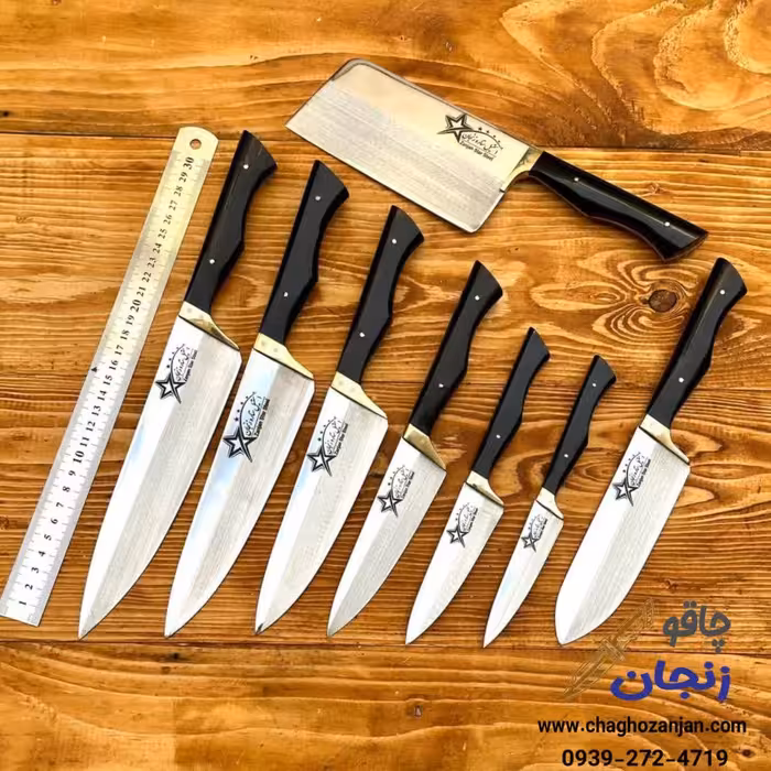 سرویس 8 پارچه چاقو آشپزخانه استیل ستاره زنجان