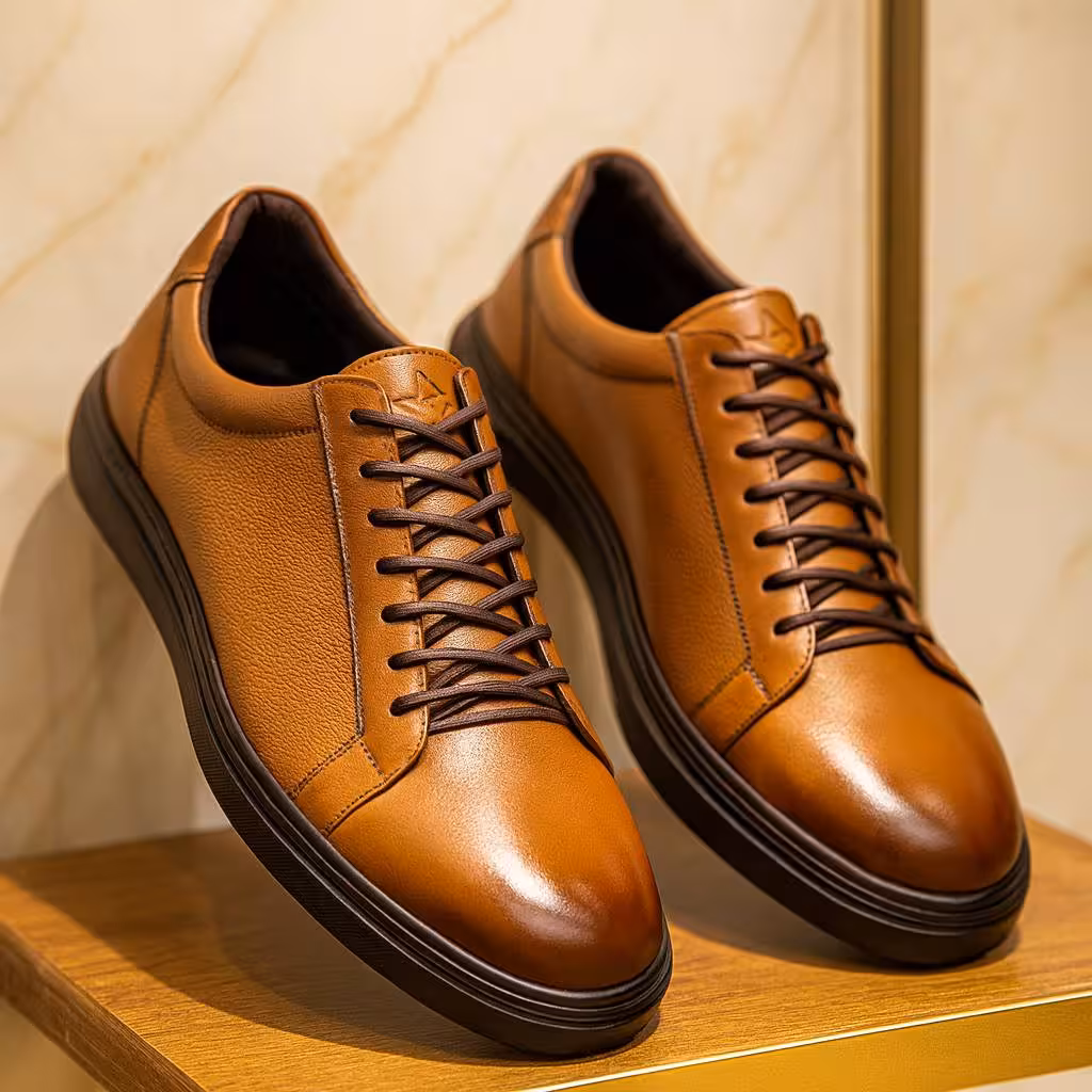 کفش چرم مردانه ونس کد VN046TN رنگ عسلی