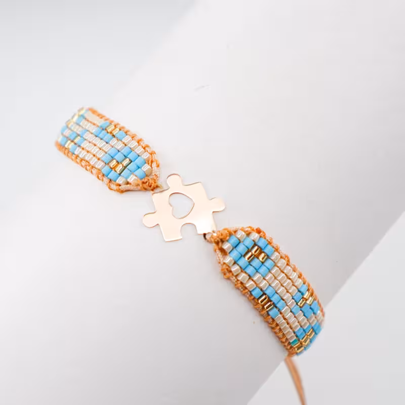 دستبند بافت طلا طرح تکه پازل