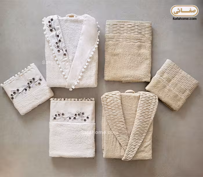 سرویس حوله عروس و داماد نسکافه ای و شیری