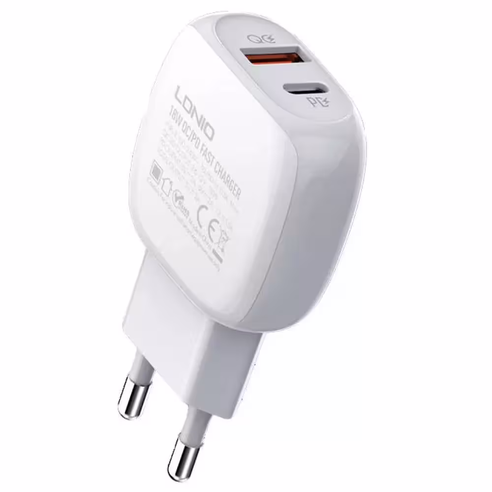 شارژر دیواری 20 وات الدینیو مدل A2313C به همراه کابل تبدیل usb-c