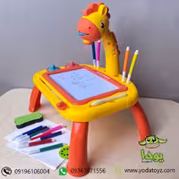 تخته نقاشی گرافیتی پروژکتور دار مدل زرافه  رنگ زرد