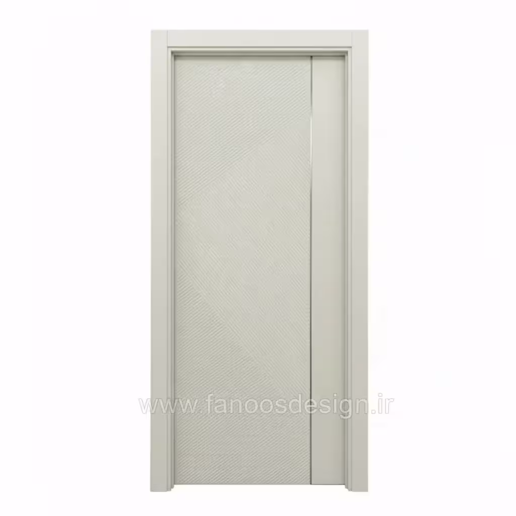 درب اتاقی MDF سفید طرح مدرن با نوار عمودی و بافت مورب کد 30265